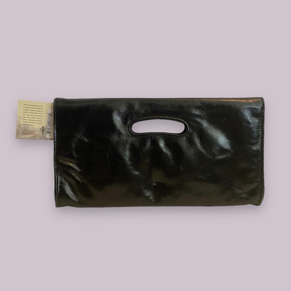 NWT Hobo International Katrina Leather Black Clutch 12.25” x 6.5”